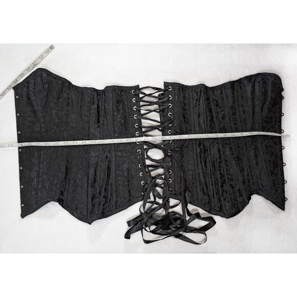 Black Rose and Dragon Brocade boned and laced corset size M-L - Picture 7 of 9